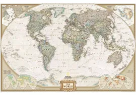 National Geographic Maps: World Executive Wall Map - Large - Antique Style - 117 x 77 cm