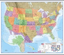 Large USA Wall Map Political (Hanging Bars)