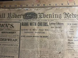 1903 Super Rare Newspaper / Fall River Evening News Wed October 28th