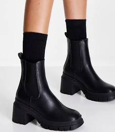 ASOS Design Rio mid-heeled Chelsea Boots in Black