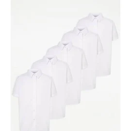 George Girls White Short Sleeve School Shirt 5 Pack