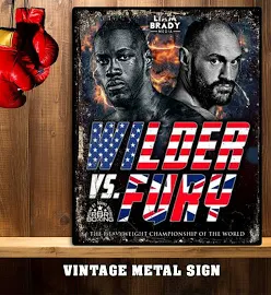 Tyson Fury V Wilder Boxing Heavyweight Fight Gym Shed Metal Wall Sign