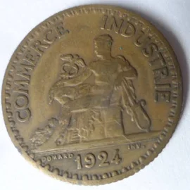 1924 Bon Pour 1 Franc Chambres Commerce Industrie French Coin