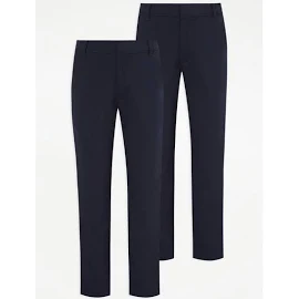 George Navy Skinny Leg Boys School Trousers 2 Pack