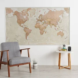 Huge Antique World Map - wall map, gift for him, gif, bedroom, living room, world wall map, antique,