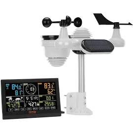 VEVOR Wireless Weather Station 7-in-1, Weather Stations Wireless Indoor Outdoor 7.5 Color Display For Weather Forecast, Temperature, Humidity, UV, Air