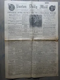 Burton Daily Mail Newspaper 27th December 1941 World War 2 Japanese