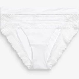 Womens Next White High Leg Forever Comfort Knickers - White