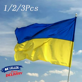 Ukraine 3x5 Ft Plain Premium Quality Flag Ukrainian House Banner