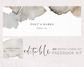 Facebook cover template, Facebook banner, Facebook logo, Facebook template, Brown watercolor banner, Natural banner designs, Facebook icon