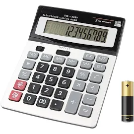 Calculators HIHUHEN Large Calculator Solar & Battery Power 12 1 x