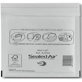 Mail Lite Bubble Lined Postal Bag Size A-000 110x160mm White (100 Pack