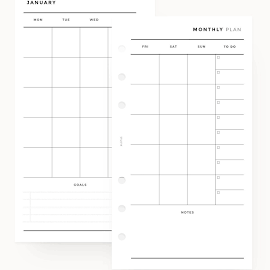 Minimalist Monthly Planner - PERSONAL Size l Personal planner, filofax personal, personal size, personal size insert, kate spade personal