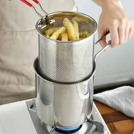 Deep Fry Delicious Meals with This Japanese Tempura Frying Pot - Perfect for French Fries, Chicken & More!