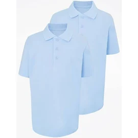 George Light Blue Short Sleeve School Polo Shirts 2 Pack