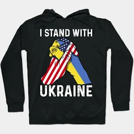 I Stand with Ukraine USA and Ukraine Flags Holding Hands Hoodie | I-stand-with-ukraine-usa-and-ukraine-fl
