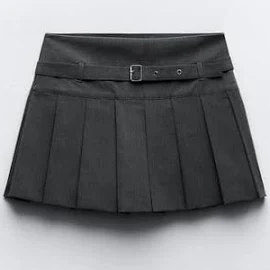 Zara - Box Pleat Skort in Dark Grey - XS - Woman
