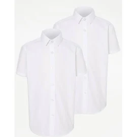 George White Boys Regular Fit Short Sleeve School Shirt 2 Pack