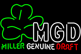Miller Genuine Draft MGD Shamrock Neon Sign