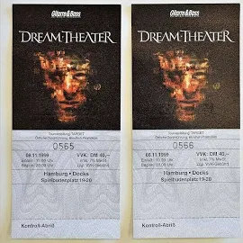 Dream Theater Concert Ticket Set Of Two Full Unused 1999