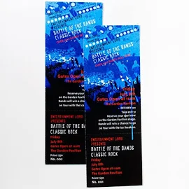 High-Resolution Green Event Tickets | 50mm x 143mm, Add Image, High-Quality Printing