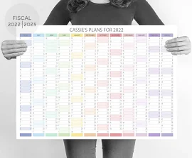 Personalised Year Planner April 2022 - March 2023, 2022 Wall Calendar, Monthly Wall Planner, Horizontal Year Planner, FISCAL Calendar 2022