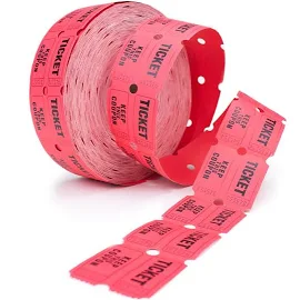 Belly 2000 Ct Roll of Two Part Double Roll Tickets - Red