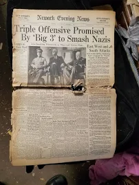 Newark Evening News December 6 1943 Original Newspaper Triple