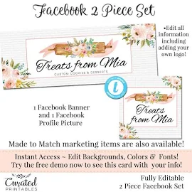 Rolling Pin Facebook Set, Customizable Facebook, DIY Facebook, Editable Facebook Set, Instant Download Template, DIY Business Set, Baking