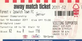 Ticket - Nottingham Forest V Ipswich Town 19.11.11