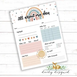 Boho Daycare Report Mail -Daycare Printable - Day Care Report - Daily Log - Daycare Log - Boho Daycare decor - Potty Log - Nap Schedule