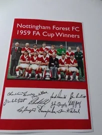 Nottingham Forest 1959 Fa Cup Final Winning Team Signed Reprint