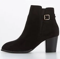 Everyday Wide Fit Block Heel Ankle Boot - Black - Size 6ee - Women