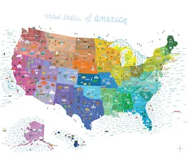 USA Poster - Illustrated Map USA - Educational Map