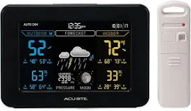 (Black Display) - AcuRite 02027 Colour Weather Station with Temperature and