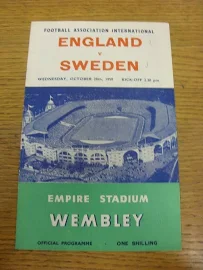 28/10/1959 England V Sweden [at Wembley] (score Noted On Cover &