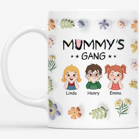 Personalised Mug for Grandma - Personalised Grandma's Gang 3D Printing Effect Mug - Custom Chic | Personalised Christmas Gift for Grandma, Two Tone