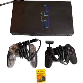 Playstation 2 Console With 2 Controllers And Memory Card Game Tested