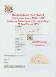 Roy Dwight Nottingham Forest 1958-1960 Ex Millwall Rare Original