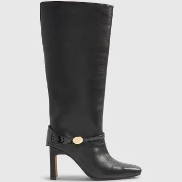 Womens River Island High Leg Gold Hardware Heeled Boots