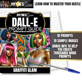 Graffiti Glam,DallE3 & ChatGPT v4 Ai Art Prompt Guide, AI prompts for black women, Class of 2024, Proud Graduate