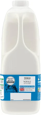 Tesco Whole Milk 2.272L (4 Pints)