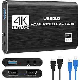 Rybozen 4K Audio Video Capture Card, USB 3.0 HDMI Video Capture Device, Full HD 1080p for Game Recording, Live Streaming Broadcasting