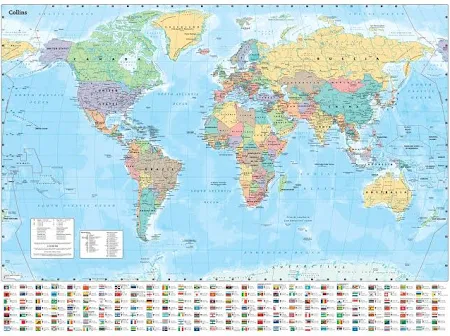 Collins Large World Wall Paper Map