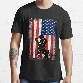 USA Flag Wheelchair Basketball Player Disability Essential T-Shirt