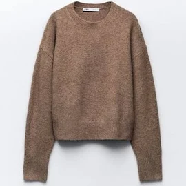 Zara - Basic Knit Sweater in Brown - XL - Woman