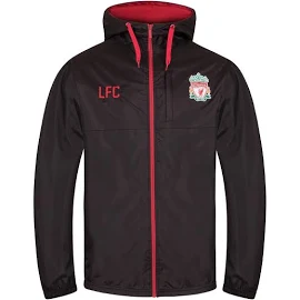 Liverpool FC Mens Jacket Shower Windbreaker Official Football Gift - Black