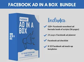 Facebook Ads in a Box |Facebook Ad planner | Facebook newsfeed ad formula | 120+ Fill in the blank Sample Scripts | Facebook Ads template