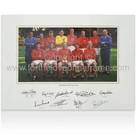 England 1966 World Cup Team Hand Multi Signed by 9 Legends Football Soccer Photo with Certificates of Authenticity
