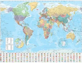 Collins World Wall Laminated Map - Collins Maps